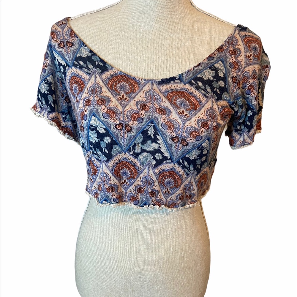 LA Hearts Boho Crop Top Multicolored Size Medium